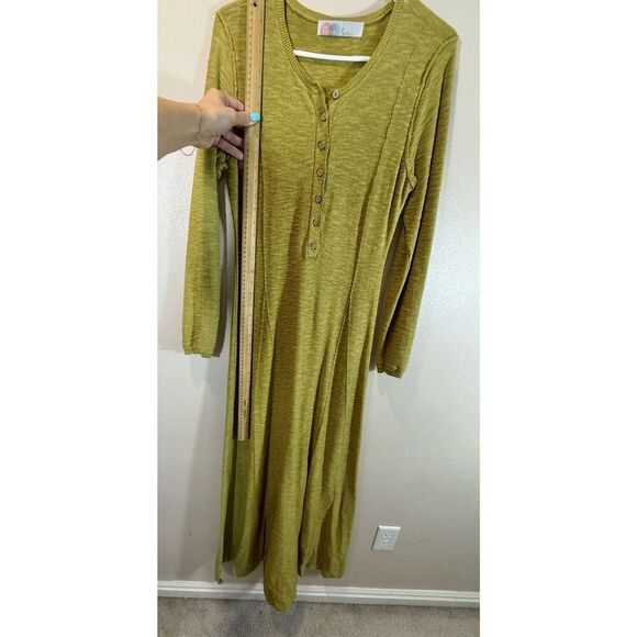 NWOT Free People Beach El Topo Sweater Bitter Olive Linen Blend Maxi Dress Small - Picture 7 of 10